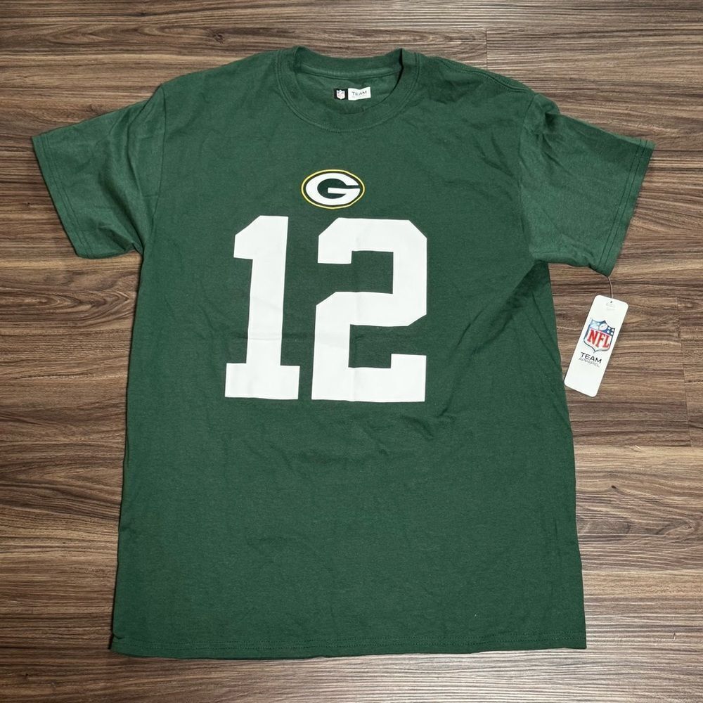 NWT! Green Bay Packers Aaron Rodgers #12 T Shirt Jersey NFL Football Green Med.‎